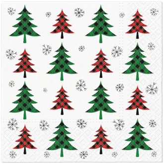 Christmas Tree Check red & green luncheon napkins
